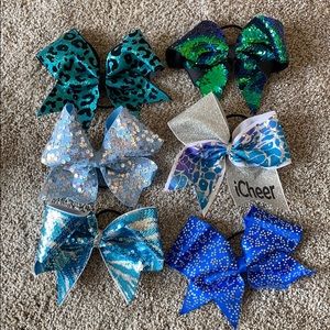 sparkly blue cheer bow bundle